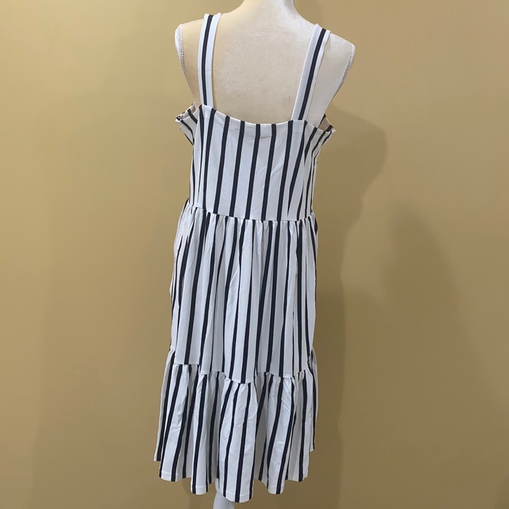 LOFT Striped Tiered Square Neck Dress size 14 - Picture 5 of 13
